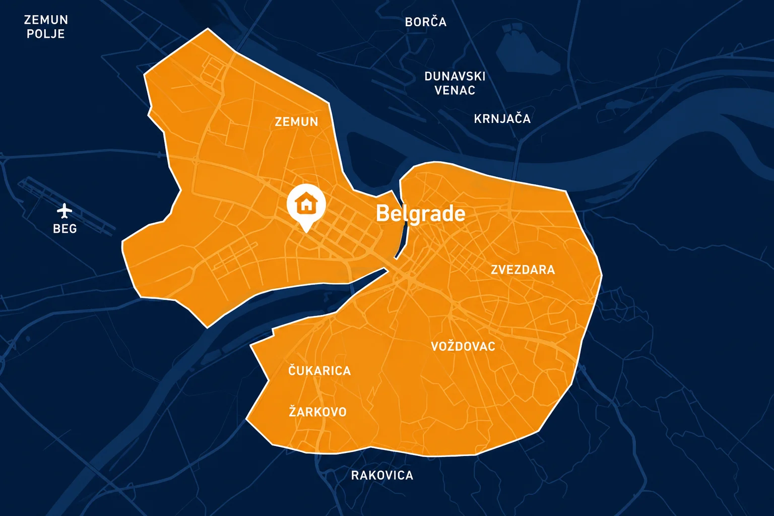 Zona dostave Klik Marketa u Beogradu — Zemun, centar, Zvezdara, Voždovac, Čukarica, Žarkovo i Rakovica